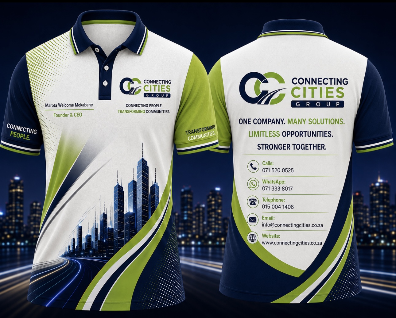 Connecting Cities Group branded polo shirt