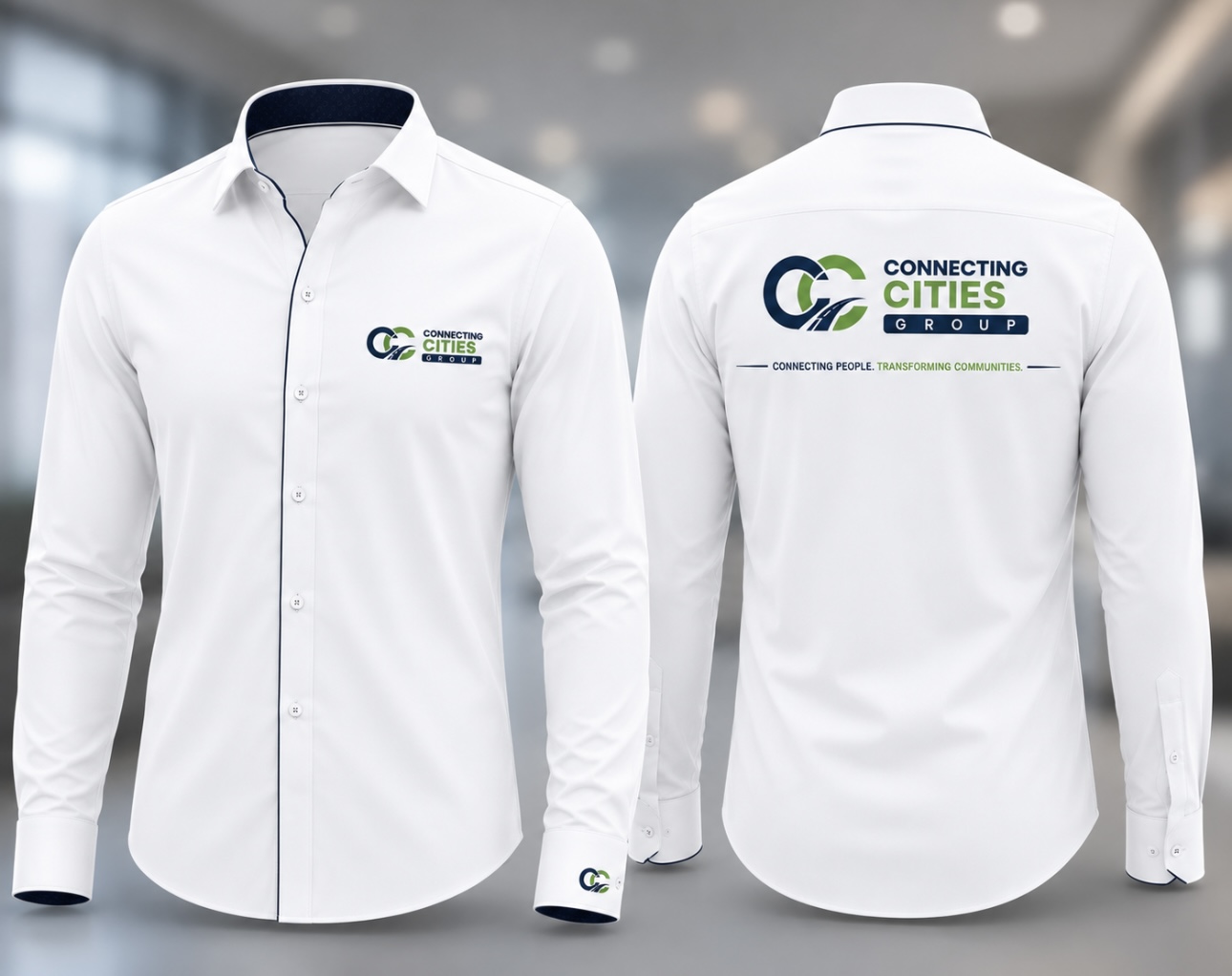 Connecting Cities Group white corporate shirt