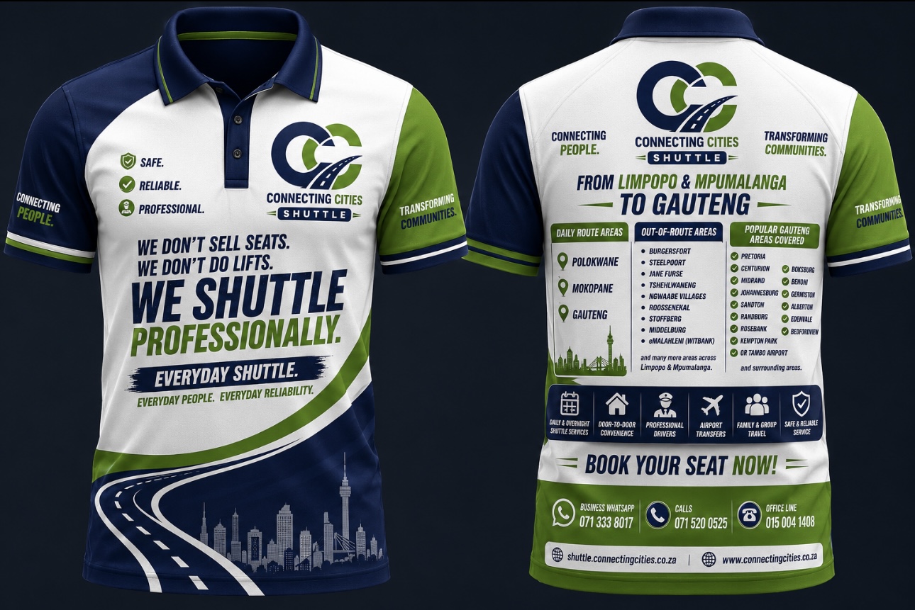 Connecting Cities Shuttle branded shirt design